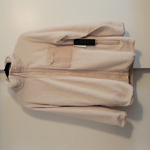 NWT Mono B light sherpa jacket with lining, size large, cream color